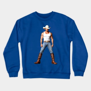 Hot Cowboy in Tank Top Crewneck Sweatshirt